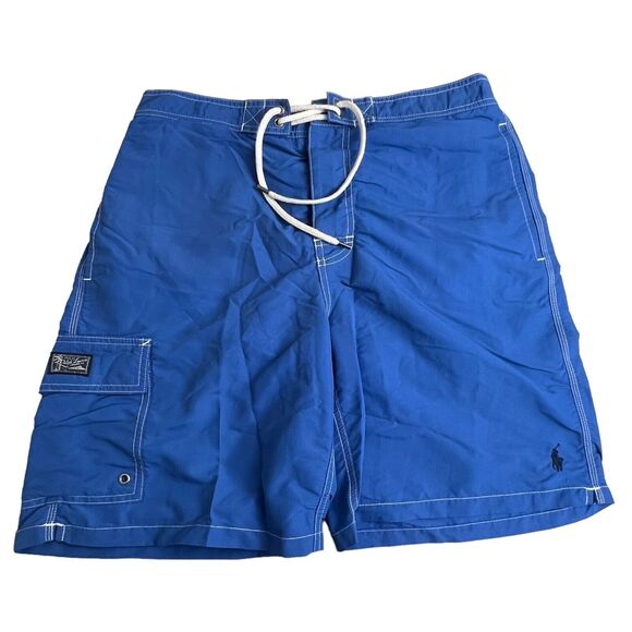 Polo Ralph Lauren Mens Blue Drawstring 8" Swim‎ Trunks Shorts Medium - Picture 1 of 12